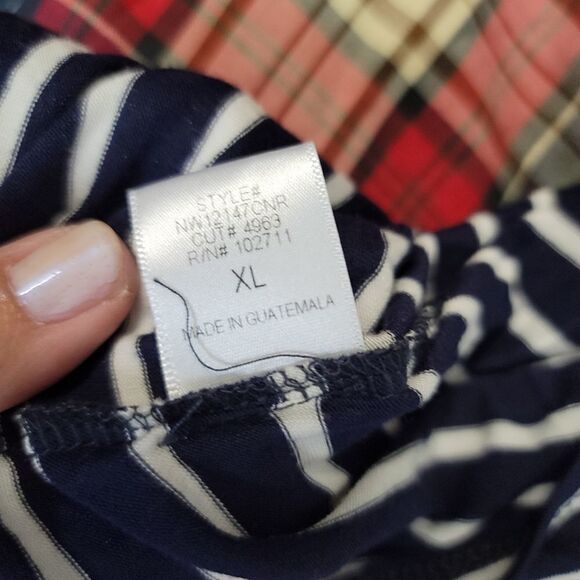 Gibson blue and white striped v neck tee - Picture 4 of 4